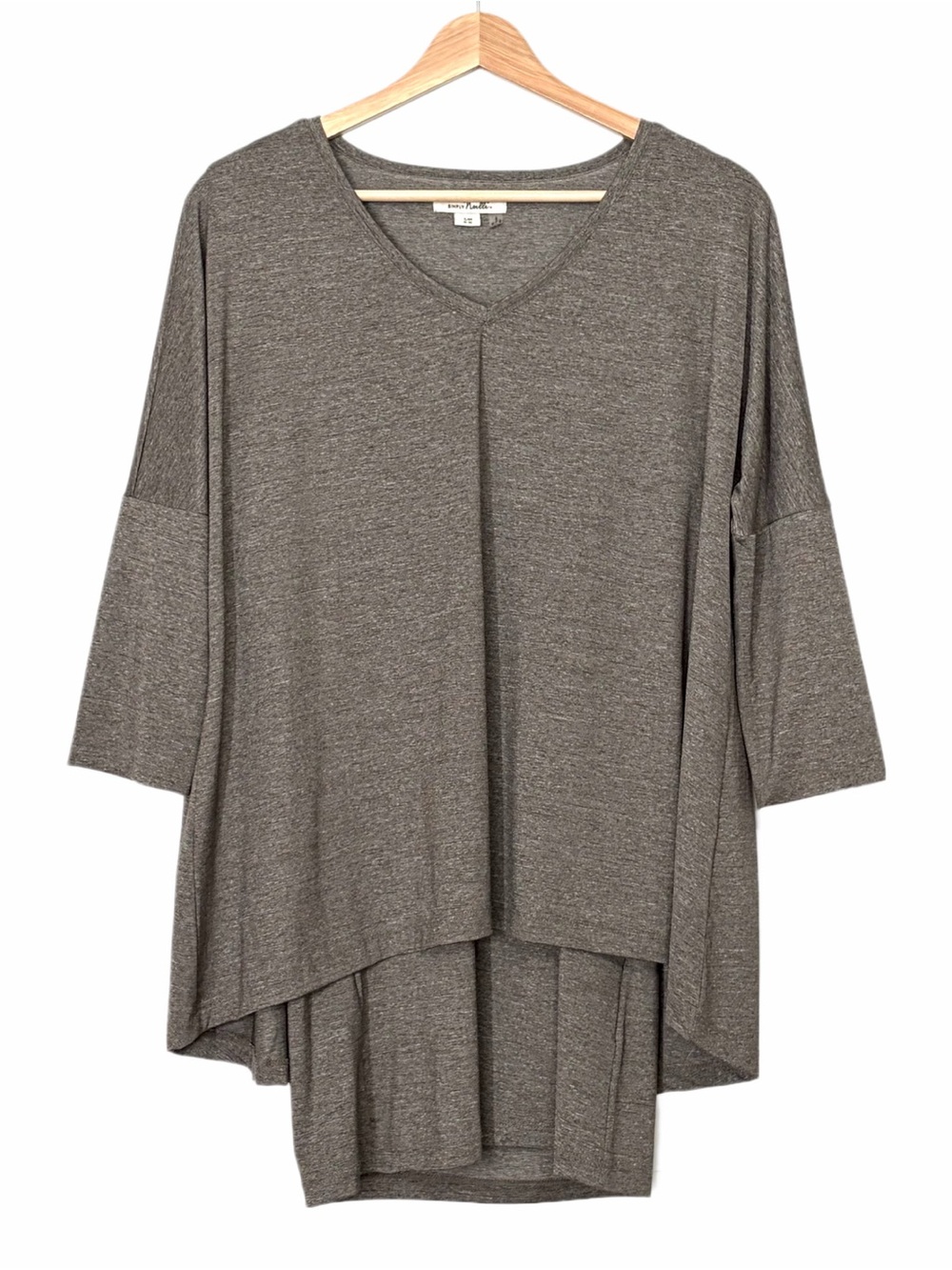 Simply Noelle Layered Tunic 3/4 Sleeves Size Small Medium Taupe Neutral Casual